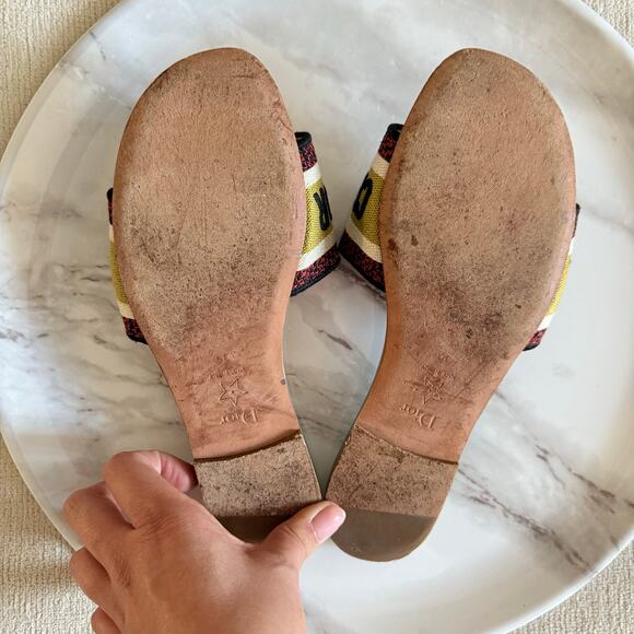 Christian Dior Dway Rainbow Multicolor Embroidered Logo Slide Flat Sandal - Picture 4 of 5